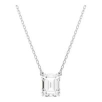 Swarovski Stilla Octagon Pendant Synthetic Cubic Zirconia Necklace Women's White 5693405 sidabras