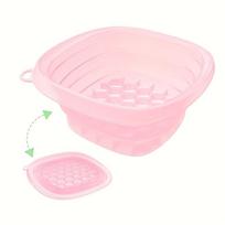 Portable Foldable Silicone Ice Bath Basin With Removable Ice TrayErgonomic Edge Skincare Facial Cleansing Swelling Relief Travel rožinė