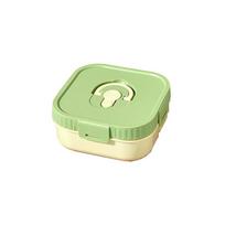 Portable Plastic Lunch Box 2/3 Compartment Fruit Box with Lids Travel Food Tray  Take out Meal Green 2 Grids