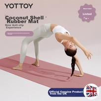 Yottoy Coconut Shell Natural Rubber Yoga Mat, Non-Slip Professional, 183*68cm, Fitness Mat for Women And Men, Extra Wide And Long, Light Smoke Pink