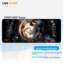 LESAILESLESAILES Astronaut Gaming Mouse Pad, Extra Large Office Computer Keyboard Desk Mat, Thickened, 1 Meter Black And White, 1000*400*3mm