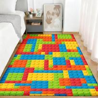 3D Spalvingi Geometriniai Blokų Plotiniai Kilimai Svetainei Miegamajam Statybinių Blokų Žaislų Kilimas Namų Vaikų Kambario Dekoras Neslystantis Grindų Kilimėlis 40x60cm 16x24 inch