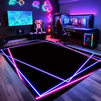 Dim Light Dark Pattern Neon Frame Pattern Game Carpet Style Rug Retro Area Carpet Festival Decoration Carpet Door Mat 40X60cm