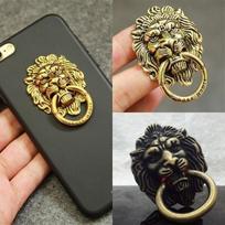 Universal 360° Rotating Finger Ring Stand Holder for Cellphone Mobile Phone, Retro Lion Head Phone Holder auksas