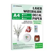 10 Sheets Hongcai Water Transfer Paper Film A4 Size 29.72*21.08cm No Baking Required No Varnish Needed Transparent Transfer (White,A4 Size 11.7X8.3 in) balta