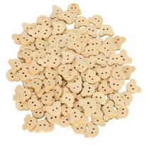 100pcs 21mm Diameter Wooden Bear Buttons 2 Holes Bear Shape Buttons  For Sewing Crafts