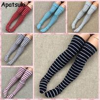 5pairs/lot Striped Stockings for Blythe Doll Thigh High Stockings For Barbie 1:6 Doll Long Sock For Momoko 1/6 Doll Accessories įvairiaspalvis