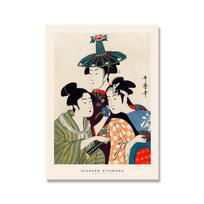 Vintažiniai japoniškos jaunos moters plakatai Retro kraštovaizdžio meno drobės paveikslai Sieniniai paveikslai svetainei Rytietiška namų dekoracija 21cm×30cm No Frame