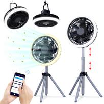 Smart Outdoor Camping Fan Light Floor Standing Fan Lamp Oscillating Fan with Adjustable Height tamsiai pilka spalva
