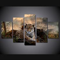 Namų dekoras Modernūs HD spausdinti paveikslai Rėmas 5 paneliai Gyvūnai Leopardai Moduliniai plakatai Paveikslas Sienų menas Paveikslai Drobė 20x35cm*2  20x45cm*2  20x55cm*1