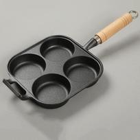 Cast Iron 4-Hole Egg Frying Pan with Lid