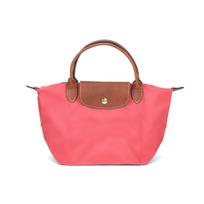 Longchamp Le Pliage 23 Siuvinėtas logotipas Vienspalvė Užsegimas spaudėmis ir užtrauktuku Drobės koldūno formos pirkinių krepšys Maži moteriški pirkinių krepšiai Rožinė 1621089P76 Basic Set (Bag)
