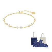 Swarovski Faux Crystal Bracelets Unisex Gold F-Original Brand Box And Bag auksinė