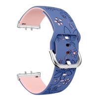Dvipusė graviruota gėlių apyrankė Samsung Galaxy Watch Fit 3 išmaniajam laikrodžiui Silikoninė apyrankė Huawei Watch Fit 3 4 5Pro riešo apyrankės aksesuarai Samsung Galaxy Fit 3 mėlyna