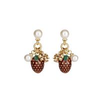 TORY BURCH Tang Libaiqi KIRA raspberry earrings 88917-100-gold/ivory/red F auksas