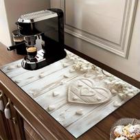 1Pcs Rubber Drying Mat With 3D Floral Print For Coffee Shop Restaurant Kitchen Carpet Tableware Durable Diatom Mud Table Mat Pet Mat Coffeeware 30*40cm