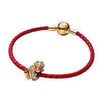 Pandora Little Golden Dragon Story Grandinėlės Apyrankė Moteriška Raudona ZT2493 auksas