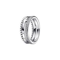 Pandora Logo engraved 925 silver ring for women, silver 192312C01-2 sidabras