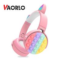 VAOLRO Wireless Bluetooth Headphone Car Ear Children Headset with Microphone Portable Foldable High Quality Sound For All Smartphones žalia