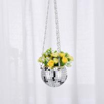 Disco Ball Planter Large Capacity Multifunctional Hanging Disco Ball Flower Pot for Gardens Terraces beige