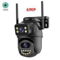 Wifi Surveillance PTZ Camera Three Lens IP66 Security Protection Cameras 9MP Wireless Outdoor IP Camera Human Detection ICSEE 6MP NO CARD