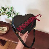 Ribbon Heart Shaped Crossbody Bag PU Leather Clutch Purse and Handbag for Women Red Love Shoulder Bag KTY 20x6x17cm juoda