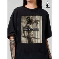 Women Plus Size Medusa and Perseus Head Print T-Shirt Black Round Neck Short Sleeve Summer Simple Casual Daily Top S juoda