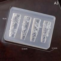 Silikoninė gėlių ir drugelių nagų drožybos forma 3D štampavimo plokštelė Nagų trafaretai Pasidaryk pats UV gelio manikiūro įrankiai Nagų dailės entuziastams as the picture