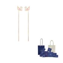 Swarovski gulės paauksuoti auskarai moterims raudonos rožinės spalvos One Size-Original Brand Box And Bag rožinė