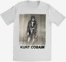 Kurt Cobain of Nirvana Black & White Leopard Coat Glasses Photo Cotton T-Shirt S gray