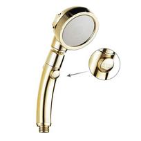 Pause Button 3 Settings Modern Water Saving 360 Degree Adjustable Gold Hand Shower Head (Gold,ABS Plastic) auksas