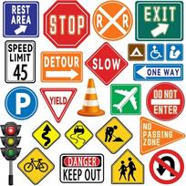 25pcs Traffic Road Signs Wall Stickers Stop Street Transportation Signs Home Bedroom Wall Stickers Accessories