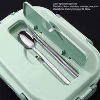 Includes Spoon & Chopsticks Stainless Steel Lunch Box Food Storage Container  Family Use žalia