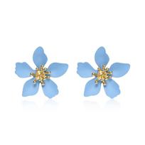 Barbie [Mist Blue Flower Mirror] Dopamine Summer Frosted Earrings Alloy Stud Earrings for Women BIE060411 mėlyna