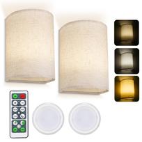Neoglint Retro sieninis šviestuvas su audinio gaubtu Sieninė sconce pritemdomi sieniniai šviestuvai su nuotolinio valdymo pultu smėlis