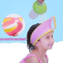 Baby Kids Bath Visor Hat Adjustable Shower Cap Shampoo Hair Wash Shield rožinė