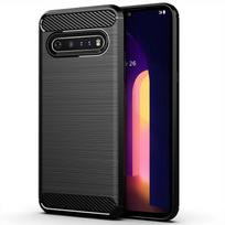 Smūgiams atsparus silikoninis dėklas LG V60 ThinQ 5G, minkštas galinis dangtelis lg v60 lgv60 thinq, šlifuotas anglies pluošto dėklas LG V60 ThinQ juoda
