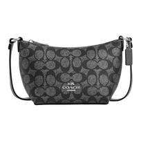 Coach Užtrauktuku Užsegamas Crossbody 16 Su Metaliniu Logotipu Užtrauktuku Užsegamas Padengtas Drobės Mini Krepšys Moteriškas Crossbody Krepšys Bronzos CW338-SVNI Gift Box Sets (Basic Set+Black Box) gray