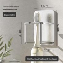 Wall-Mounted No-Drill Electric Toothbrush and Mouthwash Cup Holder with Draining Rack