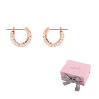 Swarovski Rose Gold plated Earrings Womens One Size-Pink bow gift box rožinio aukso spalvos