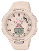 Casio Baby-G BSA-B100 Žingsnių skaičiavimo Bluetooth laikrodis - Modelis BSA-B100-4A1JF, Smėlio spalvos, 10 BAR vandeniui atsparus smėlis