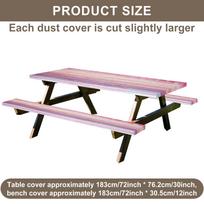 3 Pcs Picnic Table Cover with Bench Covers Elastic Waterproof Polyester Camping Table Cover For Party Picnic Dinner Decoration