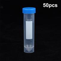 Plastic Lab Test Tubes 50ml Round Bottom Blue Yellow Screw Cap Centrifuge Tubes for Sample Separation Use 50Pcs mėlyna