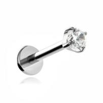 Titanium Labret With White Zircon 1.2/8/4