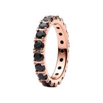 Pandora Eyelet design copper gold plated silver alloy glass ring women's black 180050C02 juoda