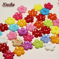 Niucky 15mm Nylon Plastic Flatback Washable Colorful 5-Petal Cartoon Flower Buttons 2 Holes 12 Colors Craft Scrapbooking Sewing 15mm 144pcs