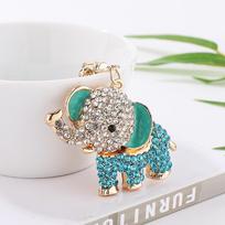 Painted Oil Elephant Car Keychain - A Hanging Piece for Women's Cartoon Bags, Decorative Item, Souvenir, Keychain mėlyna