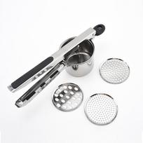 Stainless Steel Potato Masher Manual Press French Fries Cutter Dispenser Crusher Making Squeezer With 3/4 Interchangeable Discs