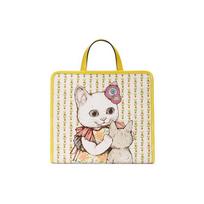 Gucci X Yuko Higuchi Collaboration Cat Print Canvas And Leather Tote Bag Kids bags Yellow White Candy-Color 605614-H6UAH-8954 Basic Set (Bag+Dust Bag)