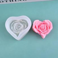 1PC Love Flowers Silicone Candle Molds 3D Heart Flower Scented Candle Resin Gypsum Soap Mold DIY Chocolate Fudge Cake Baking Tools